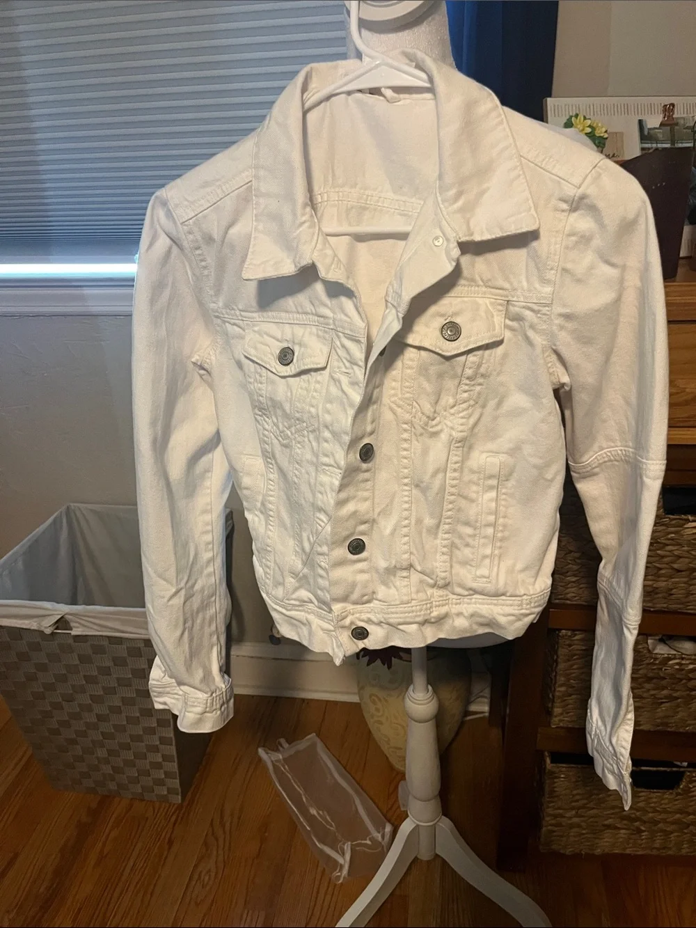 Free People White Denim Trucker Jacket - Picture 4 of 6